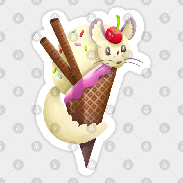 Vanilla Chinchilla Ice Cream Sundae Sticker by narwhalwall